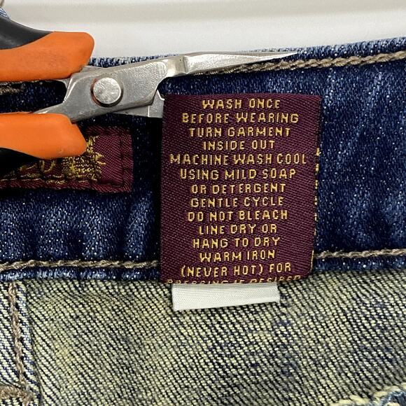 Sandia Jeans Mini Skirt Juniors 7 Blue Denim Stretch Embroidered Back Pockets - Picture 7 of 14